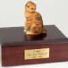 Scottish Fold cat figurine cremation urn w/wood box