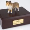 Sheltie figurine cremation urn w/wood box