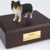 Sheltie figurine cremation urn w/wood box