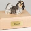 Shih Tzu figurine cremation urn w/wood box