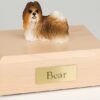 Shih Tzu figurine cremation urn w/wood box