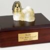 Shih Tzu figurine cremation urn w/wood box