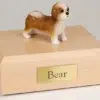 Shih Tzu figurine cremation urn w/wood box