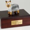 Silky Terrier figurine cremation urn w/wood box