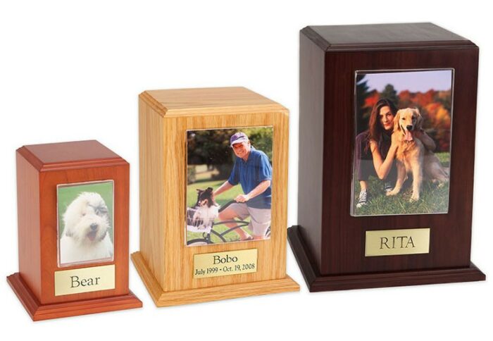 Pet photo urn, made from solid hardwood