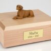 Vizsla figurine cremation urn w/wood box