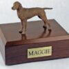 Vizsla figurine cremation urn w/wood box