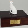 Oriental Shorthair cat figurine cremation urn w/wood box