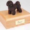 Bronze Look Bichon Frise figurine cremation urn w/wood box