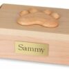 Wood pet cremation urn - maple, with paw print decoration on top