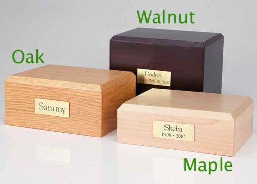Cremation urn wood types - maple, oak and walnut