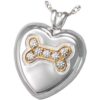 Sterling Silver Heart Paw Cremation Pendant for pet ashes or keepsake