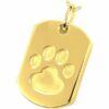 Paw Print Dog Tag Pet Cremation Pendant, 14k Gold Plated