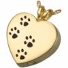 14k Gold Plated Pawprints On My Heart Cremation Pendant