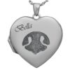 Heart Double Photo Locket, Actual Paw Print Pendant, Sterling Silver 3287LS