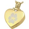 Heart Filigree Bail Actual Pawprint Cremation Pendant Jewelry in Gold Plating over Sterling Silver