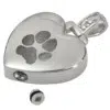 Heart Filigree Bail Actual Pawprint Cremation Pendant Jewelry in Sterling Silver