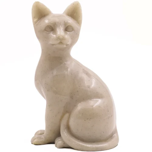 Stone and Resin Porcelain-style Cat Cremation Urn, sitting