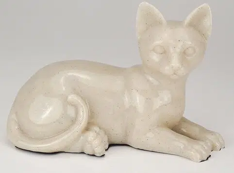 Stone and Resin Porcelain-style Cat Cremation Urn, laying