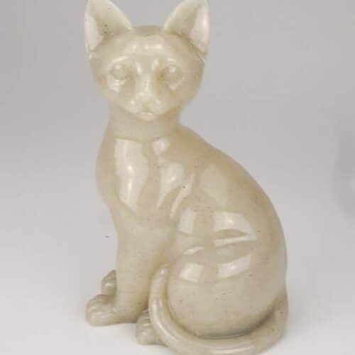 Stone and Resin Porcelain-style Cat Cremation Urn, sitting