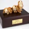 Three brown & white rabbit cremation figurine urn for pet's ashes