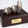 Three gray & white rabbit cremation figurine urn for pet's ashes