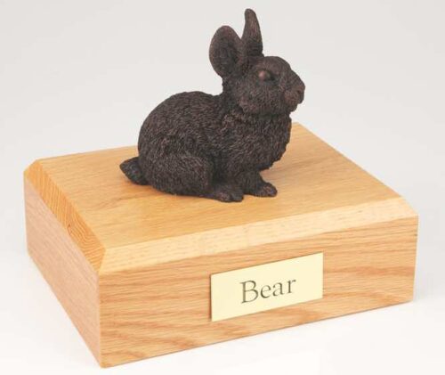 Bronze look rabbit cremation figurine urn for pet's ashes