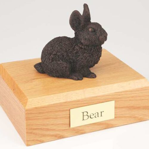 Bronze look rabbit cremation figurine urn for pet's ashes