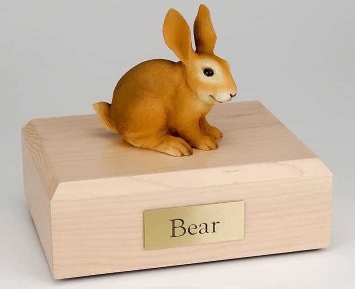 Brown rabbit cremation figurine urn for pet's ashes