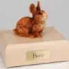 Brown & White rabbit cremation figurine urn for pet's ashes