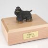 Black & Brown Cocker Spaniel figurine cremation urn w/wood box