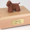 Brown Cocker Spaniel figurine cremation urn w/wood box