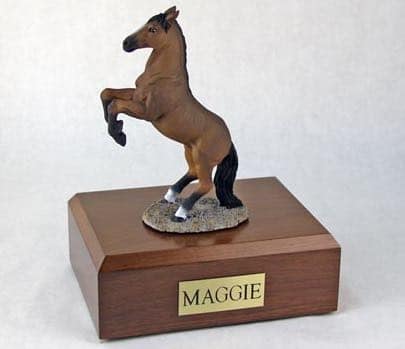 Rearing bay horse cremation urn