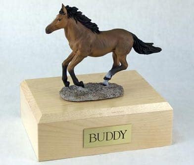 Running bay horse cremation urn