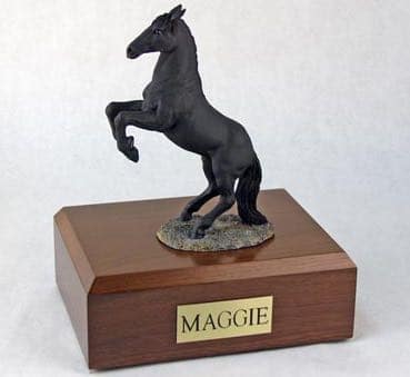 Rearing black horse cremation urn