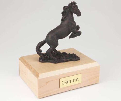 Rearing horse cremation urn, bronze look