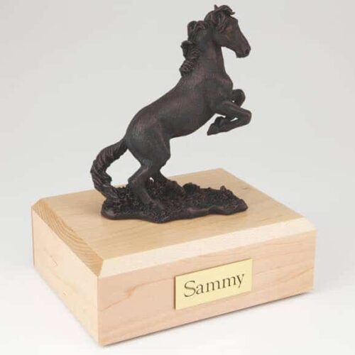 Rearing horse cremation urn, bronze look