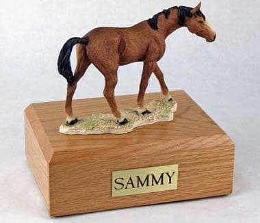 Standing brown horse cremation urn