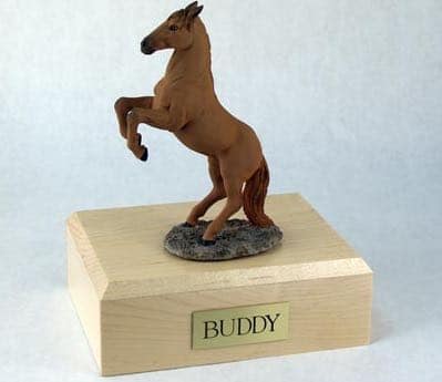 Rearing chestnut horse cremation urn