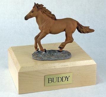 Running chestnut horse cremation urn