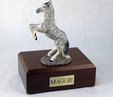 Dapple gray rearing horse cremation urn