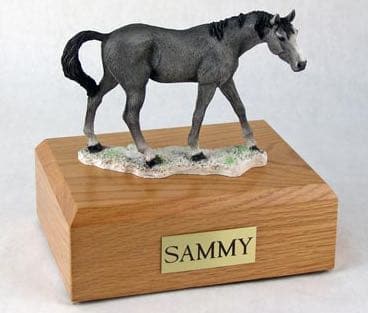 Gray standing horse cremation urn