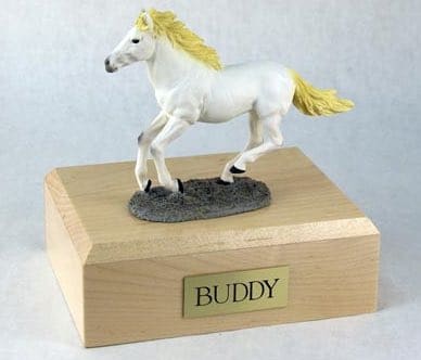 White running horse cremation urn