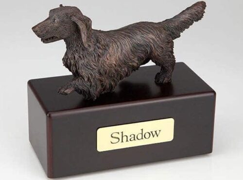 Long Haired Dachshund Cremation Figurine Urn