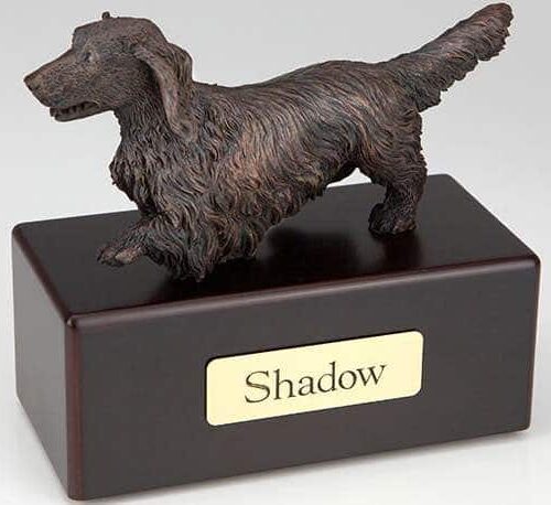 Long Haired Dachshund Cremation Figurine Urn