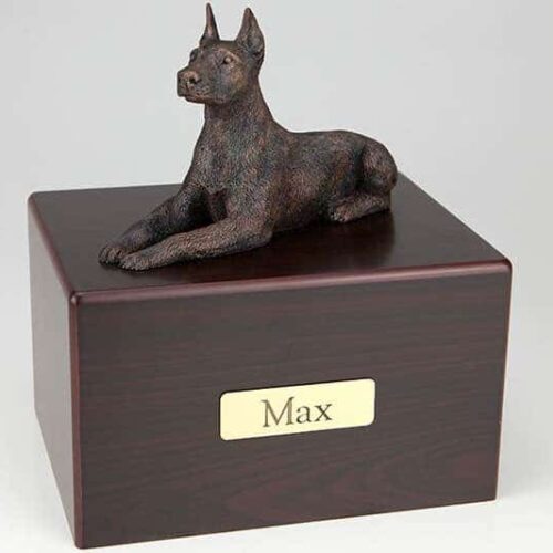 Doberman, ears up Cremation Figurine Urn