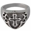 Mens black cross cremation ring jewelry