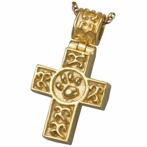 Paw Print Cross Cremation Pendant