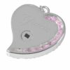 Shine Heart Cremation Pendant, Pink Stones, Engraved