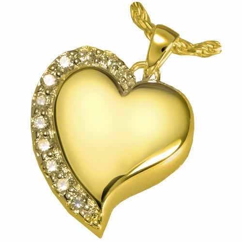 Shine Heart Cremation Pendant, 14K Gold Plated